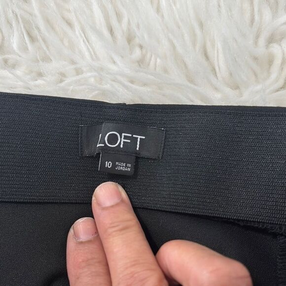 LOFT Stretch Black Track Pants with Gold Zipper Size 10 - Picture 7 of 12